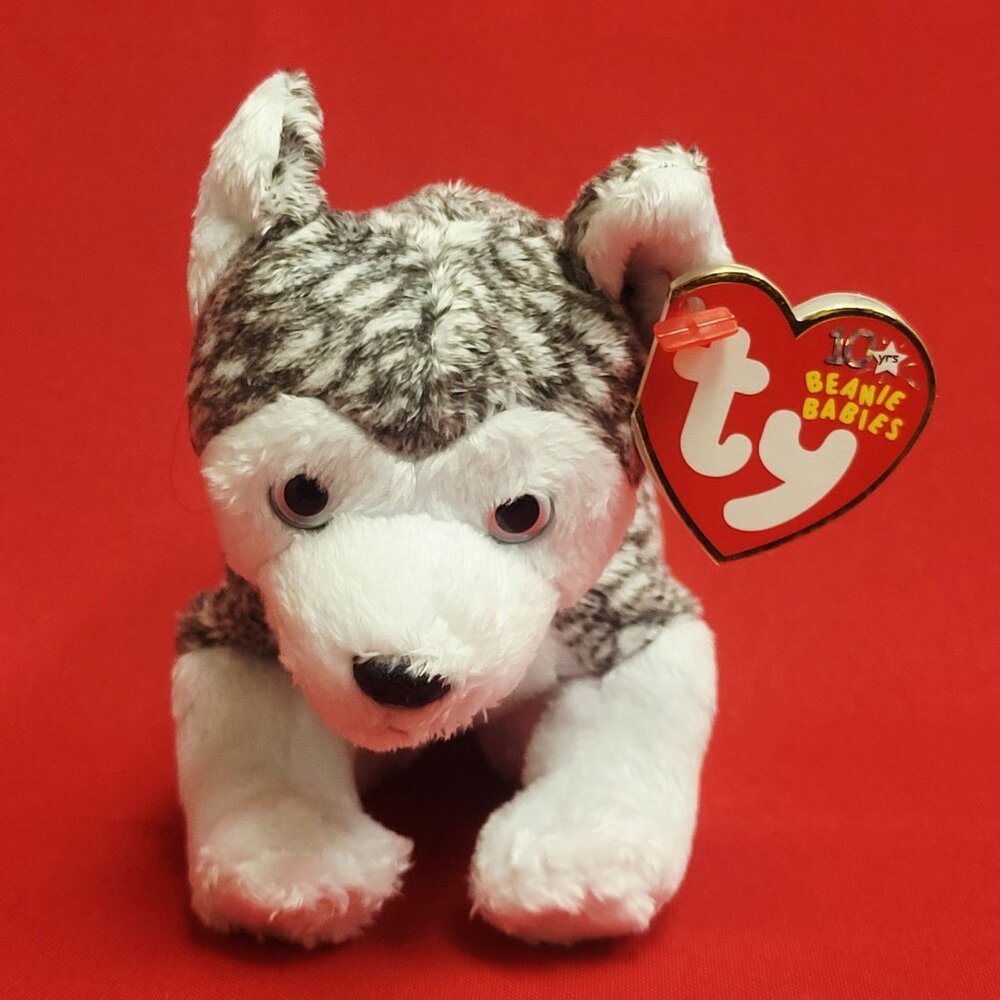 TY Beanie Baby Mukluk The Husky Dog Plush White Silver Eyes 2003